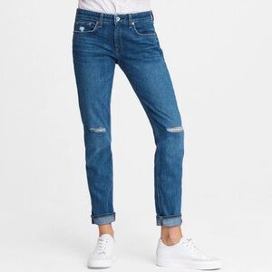Rag & Bone Dre Low-Rise Slim Boyfriend Jean Mission with Holes Color Size 24